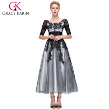 Grace Karin Hot Sell schwarze Spitze Mutter der Braut Kleider mit Ärmeln CL6051-1